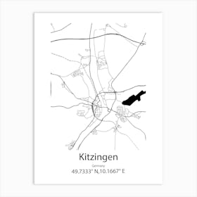 Kitzingen,Germany Minimalist Map Art Print