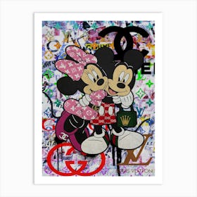 Minnie And Mickey Mouse Lv Art Print