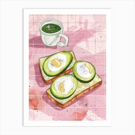 Pink Breakfast Food Poached Eggs 3 Art Print