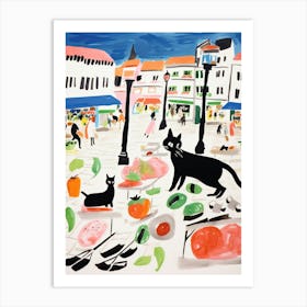 The Food Market In Santander 2 Illustration Art Print