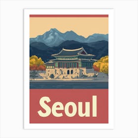 Aihrgdesign A Vintage Travel Poster Of Seoul Featuring The Ic D138e026 A8ad 45d5 B35a 8e81ef002101 2 Art Print