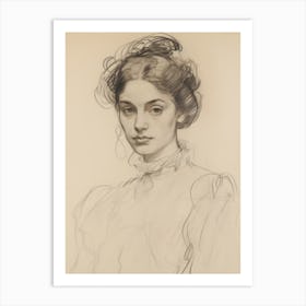 Antique Woman Sketch Art Print