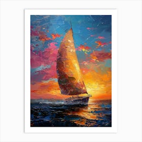 Sunset Sailboat 2 Art Print