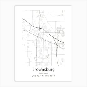 Brownsburg,United States Minimalist Map 1 Art Print