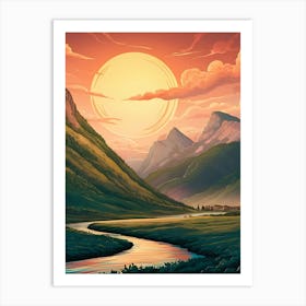 Sunset In The Mountains 72 Art Print