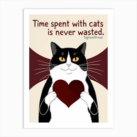 Time Spent With Cats Is Never Wasted - Sigmund Freud II Art Print