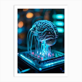 Cybernetic Brain Circuit Infused With Futuristic Design Bioluminescent Neural Pathways Intertwine (3) Art Print