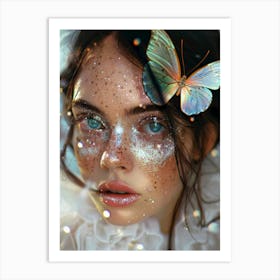 Girl With A Butterfly 1 Art Print