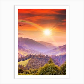 Rainbow Over The Mountains Art Print