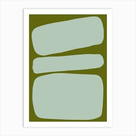 Abstract Bauhaus Shapes 3 Green & Seafoam Art Print
