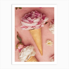 Scoop of Blooms Ice Cream Cone Art Print