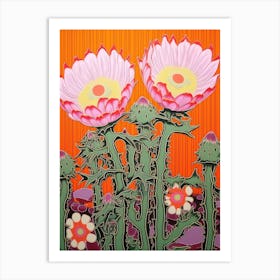 Mexican Style Cactus Illustration Echinocereus Cactus 3 Art Print