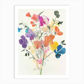 Sweet Pea 4 Collage Flower Bouquet Art Print