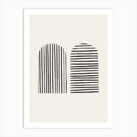 Striped Arches Black Art Print