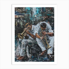 Two Musicians Playing Trumpets Art Print