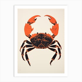 Crab, Woodblock Animal  Drawing 1 Art Print