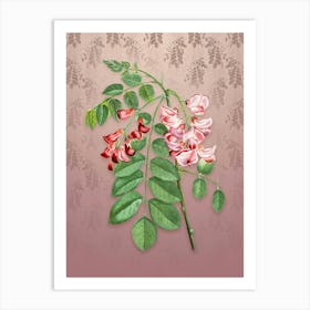Vintage Robinier Rose Bloom Botanical on Dusty Pink Pattern n.1651 Art Print