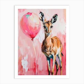 Cute Gazelle With Balloon Art Print