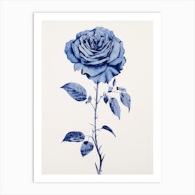 Blue Botanical Rose 2 Art Print