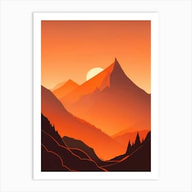 Misty Mountains Vertical Composition In Orange Tone 155 Art Print