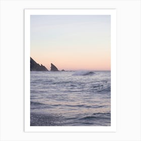 Pastel sunrise at Praia da Adraga in Portugal - beach, sea, ocean and peace - nature and travel photography by Christa Stroo Art Print