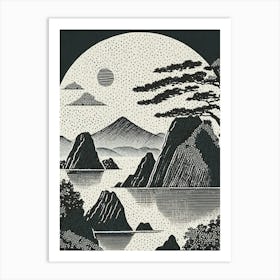 Moonlight Over The Mountains Art Print