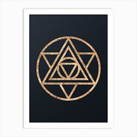 Abstract Geometric Gold Glyph on Dark Teal n.0064 Art Print