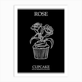 Rose Cupcake Line Drawing 4 Poster Inverted Art Print