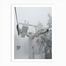 Snowy Ski Lift Art Print