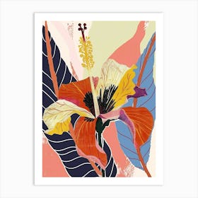 Colourful Flower Illustration Hibiscus 4 Art Print