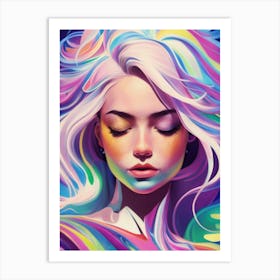 Sexy Girl With Colorful Hair Art Print