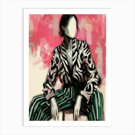 Woman In Zebra Suit Art Print