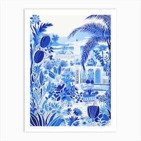 Jardin Majorelle Morocco Modern Blue Illustration 2 Art Print