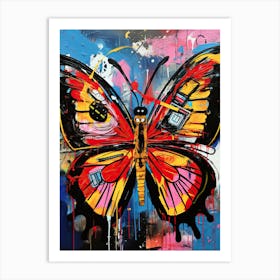 Colorful Butterfly in Basquiat's Style Art Print