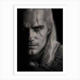 The Witcher Henry Cavill In A Pixel Dots Art Style Art Print