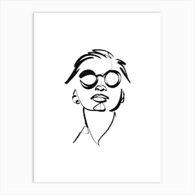 Minimalist Portrait Of A Woman With Glasses 1 Art Print