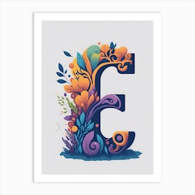 Colorful Letter E Illustration 47 Art Print