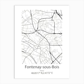 Fontenay Sous Bois,France Minimalist Map Art Print