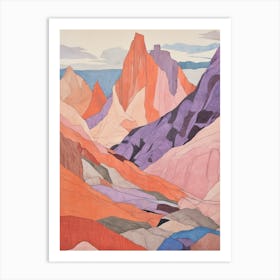Cerro Merce Peru 3 Colourful Mountain Illustration Art Print