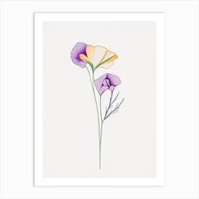 Eustoma Floral Minimal Line Drawing 4 Flower Art Print
