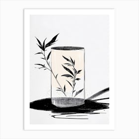 Vase Of Bamboo Ink Art Print