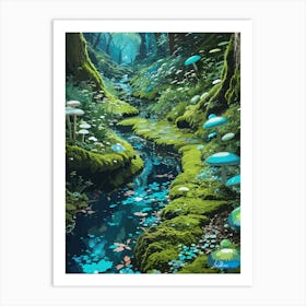 Little mushroom river Art Print