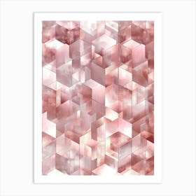 Abstract Pink Cubes Art Print