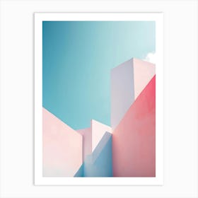 Pink And Blue Building Art Print