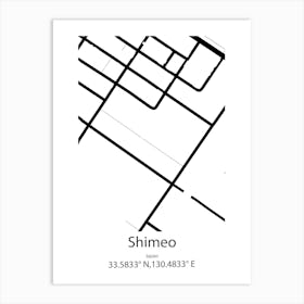 Shimeo,Japan Minimalist Map Art Print