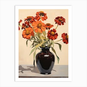 Bouquet Of Helenium Flowers, Autumn Fall Florals Painting 4 Art Print