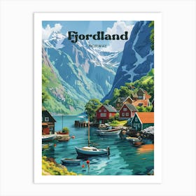 Fjordland Norway Summer Art Illustration Art Print