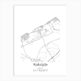 Koksijde,Belgium Minimalist Map Art Print