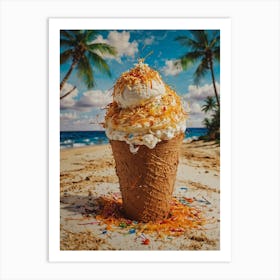 Ice Cream Cone On The Beach 5 Art Print