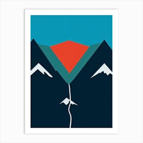 Gudauri, Georgia Modern Illustration Skiing Poster Art Print